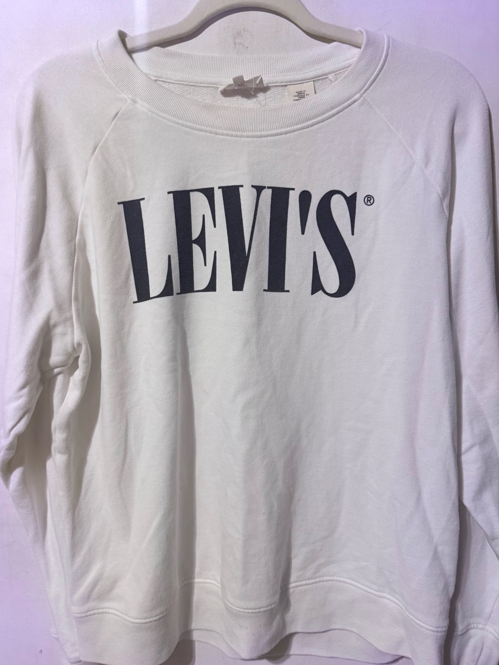 Vintage Levi's White Crewneck Sweatshirt with Black Logo
